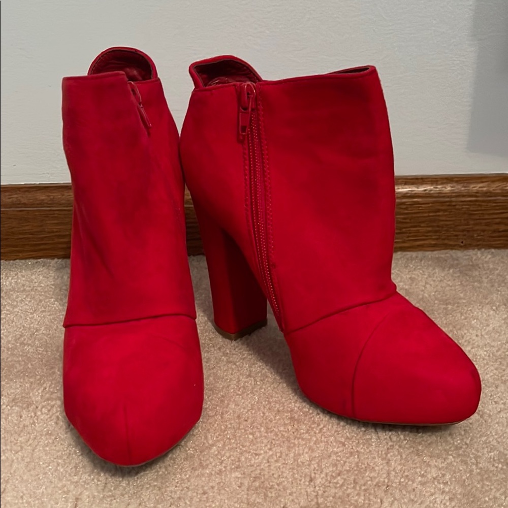 Hot red ankle boots